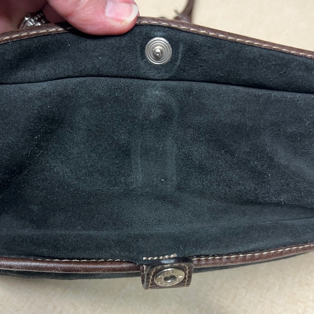 Dooney & Bourke Black Suede Leather Trim Drawstring Bucket Shoulder Bag Vintage - Picture 9 of 14